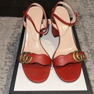Gucci Marmont Leather mid heel sandal